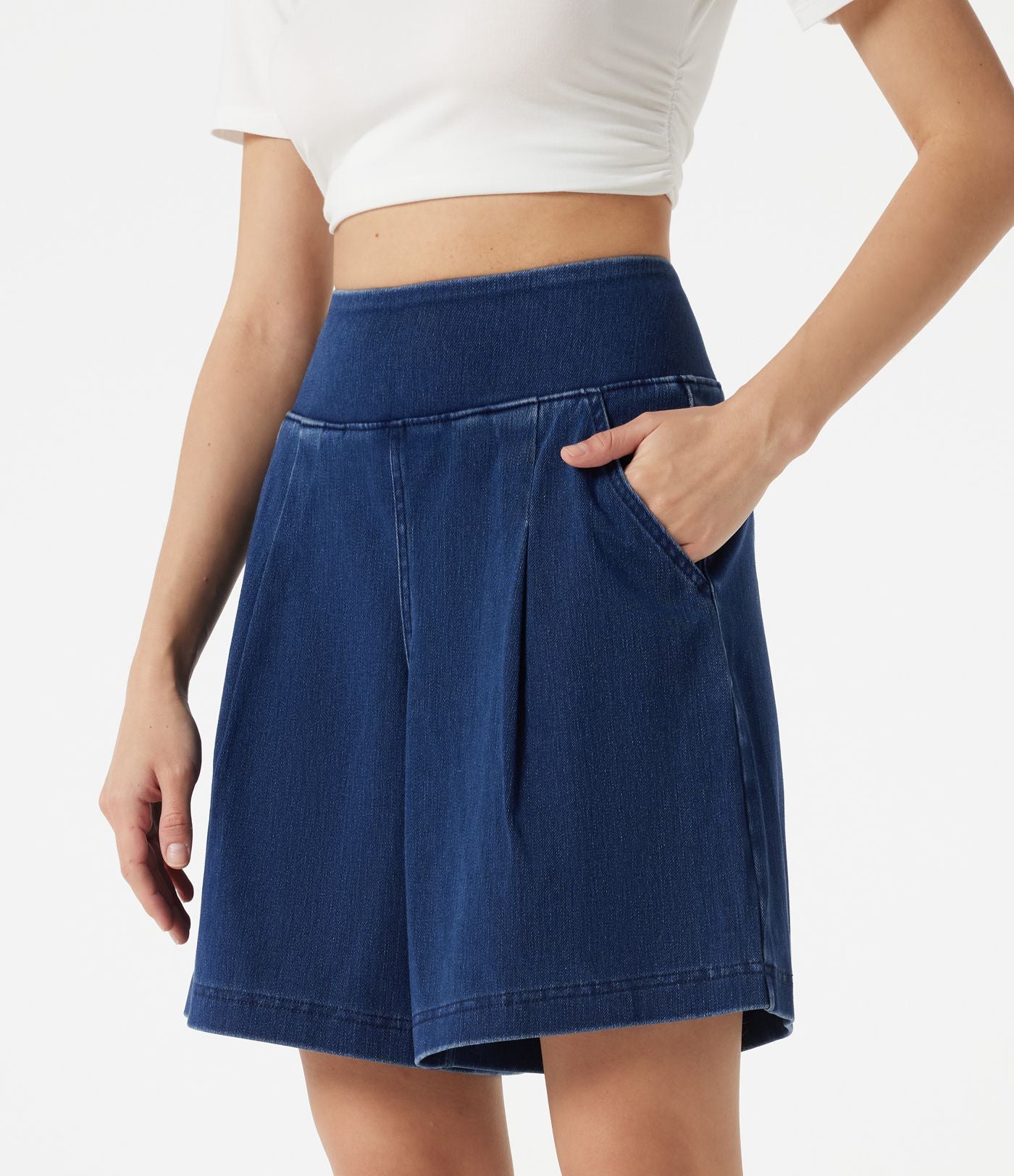Halara Flex™ Short décontracté ample en jean taille haute 17,5 cm avec poches