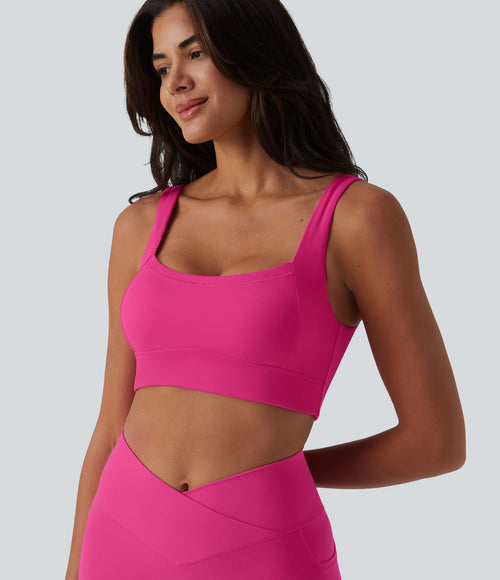 Brassière de sport yoga SoftlyZero™ Plush col carré avec brassière intégrée maintien léger