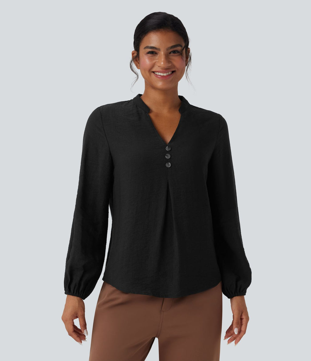 Chemise travail col V manches longues