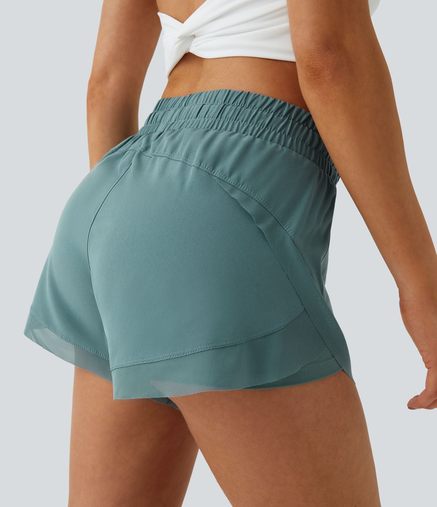 Shorts Running 7,5cm 2 en1 Taille Mi-Haute Cordon de Serrage Empiècement Mesh Contrastant