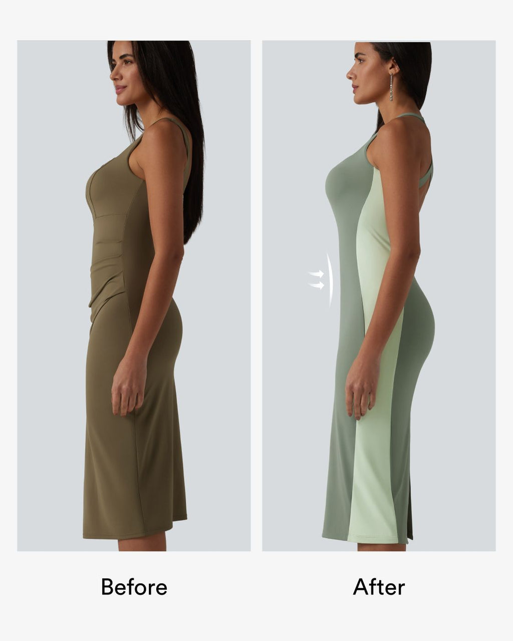 Robe midi moulante SoftlyZero™ Airy effet frais InstantCool color block avec brassière intégrée, effet gainant, short gainant intégré et bretelles croisées, accès facile Easy Peasy, protection solaire UPF50+