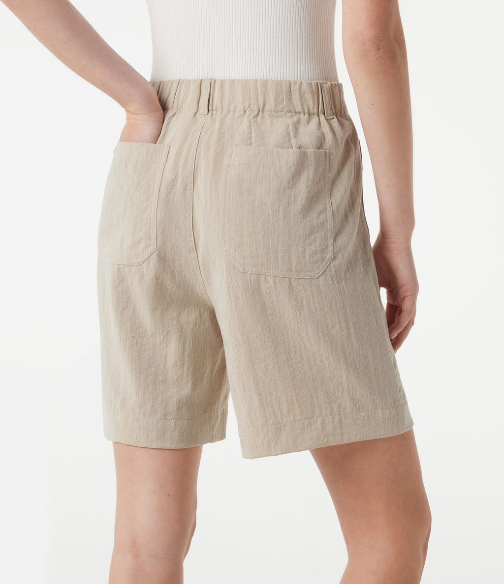 Short casual taille haute toucher lin 17,5 cm avec poches