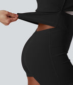 SoftlyZero™ Plush Robe sport de danse push-up à bretelles torsadées ajustables, coussinets intégrés non amovibles bonnets E-G avec poches – Easy Peasy