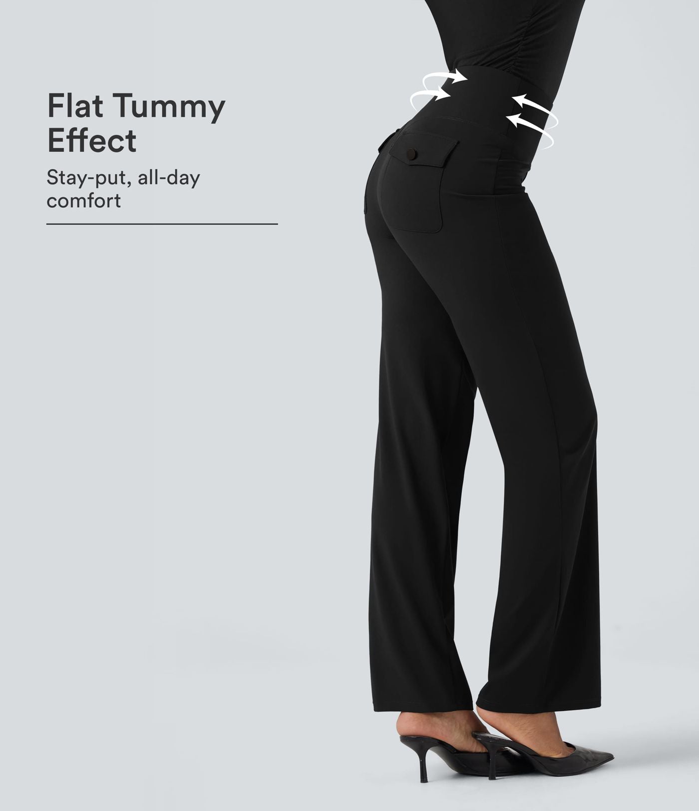 Pantalon de travail droit gainant taille haute avec poches Halara UltraSculpt™