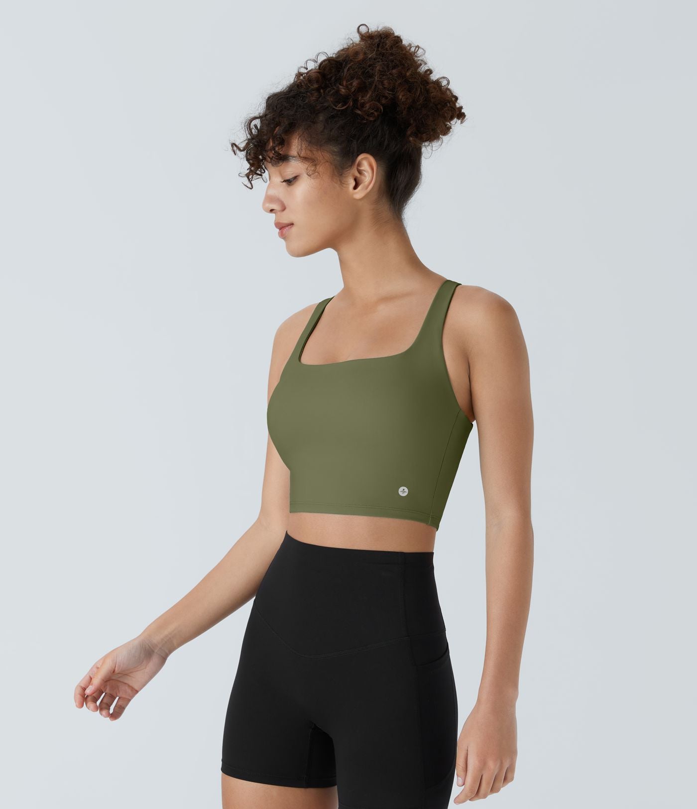 Débardeur yoga court SoftlyZero™ Airy col carré dos nu bretelles croisées effet frais InstantCool, bonnets A-C, protection solaire UPF50+