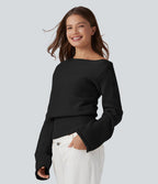 Pull décontracté à col asymétrique et manches longues