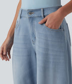 Jean Barrel 7/8 taille basse Halara Flex™ avec poches zippées