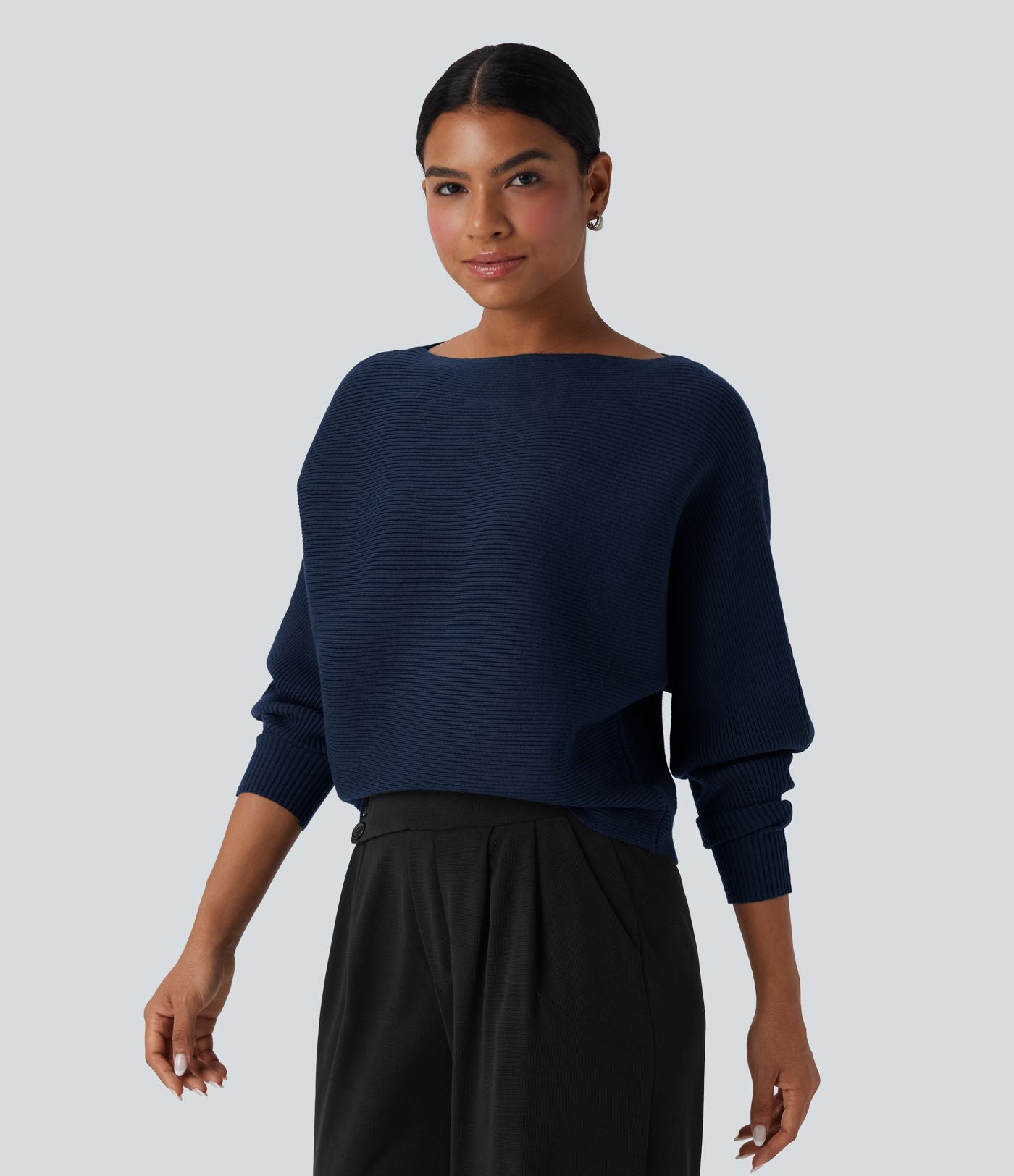 Pull décontracté col bateau manches chauve-souris