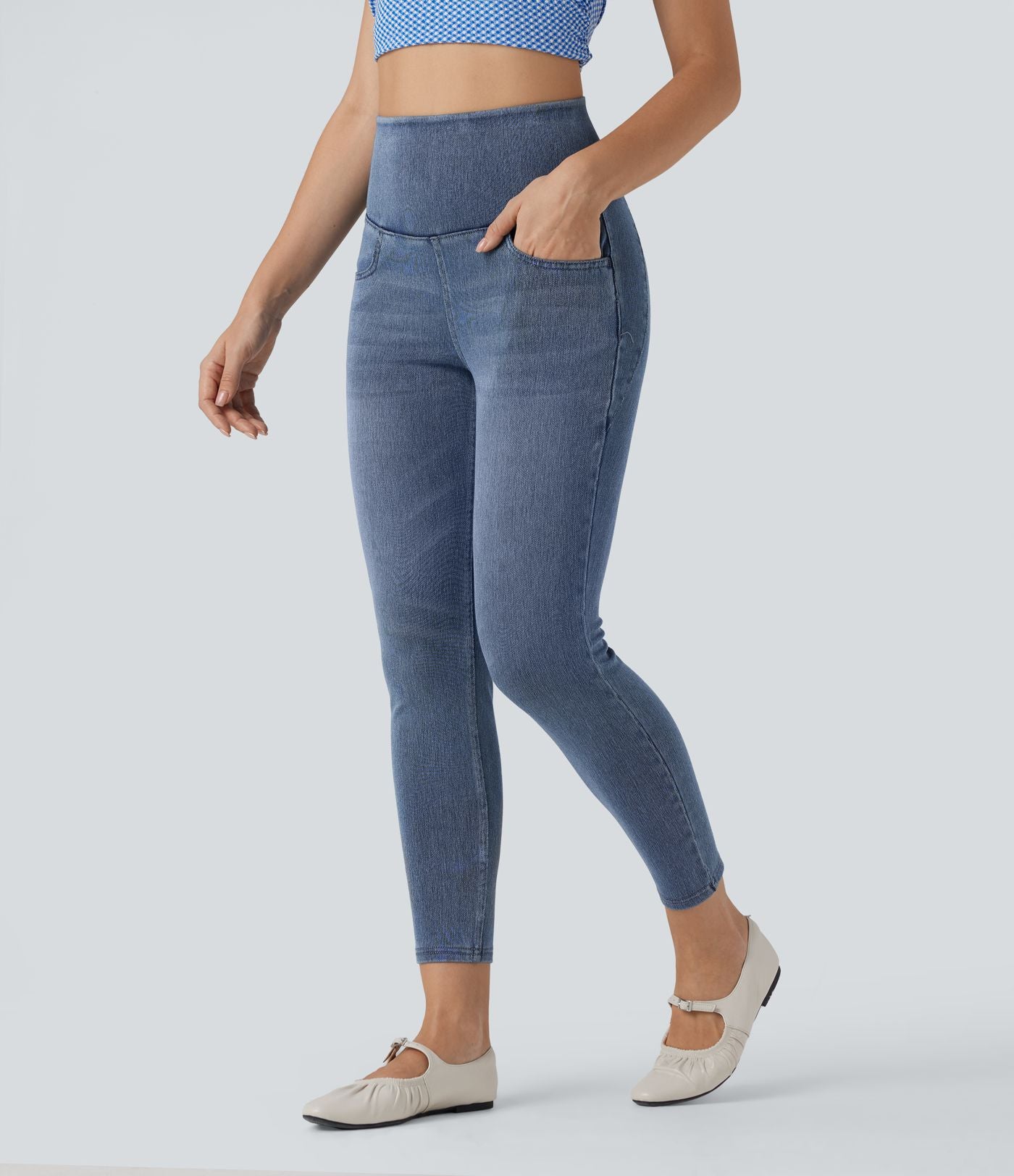Jean skinny 7/8 Halara Flex™ taille haute dos croisé avec poches