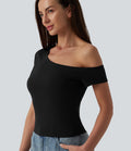 T-shirt décontracté asymétrique manches courtes
