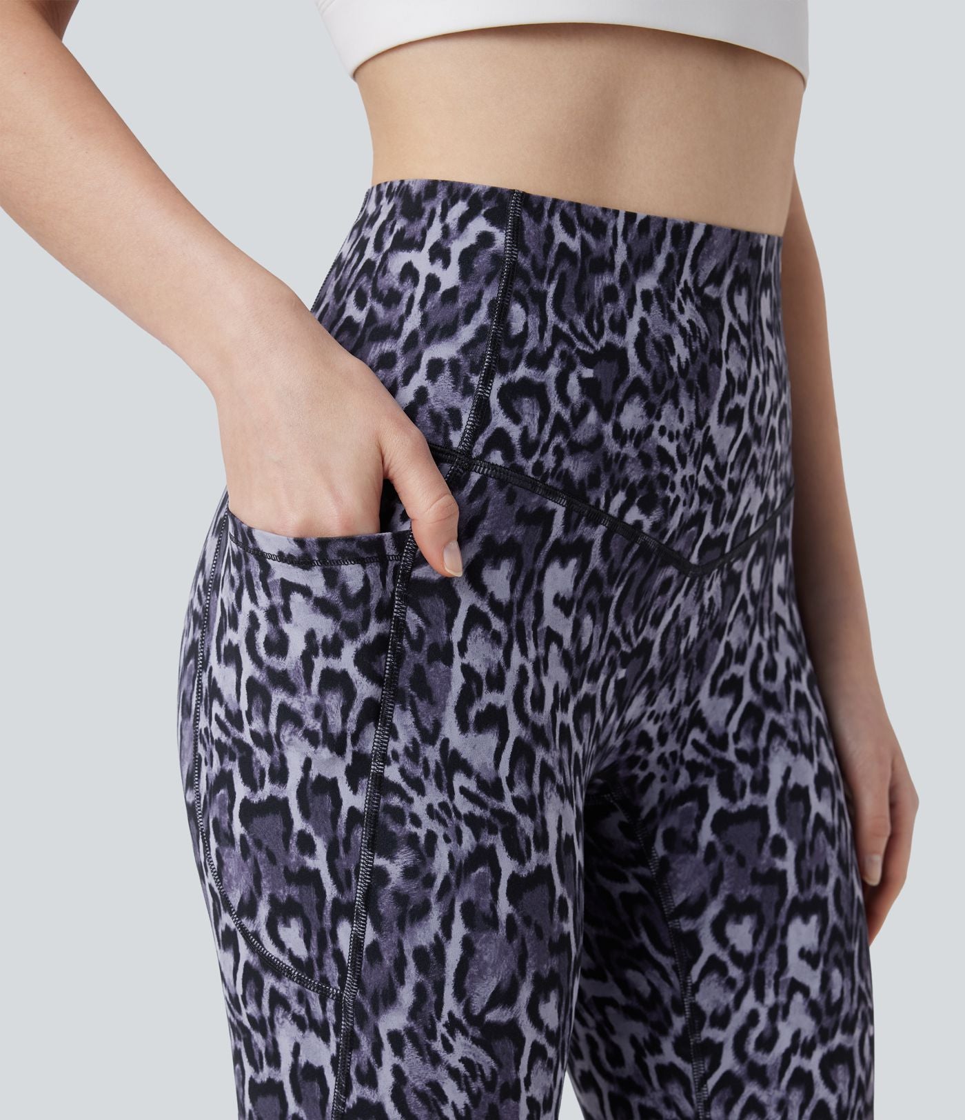 Legging de yoga gainant taille haute imprimé léopard avec poches Halara UltraSculpt™