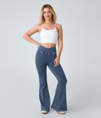 Jean super évasé Halara Flex™ décontracté maille denim extensible délavée effet frais InstantCool taille haute poches croisées