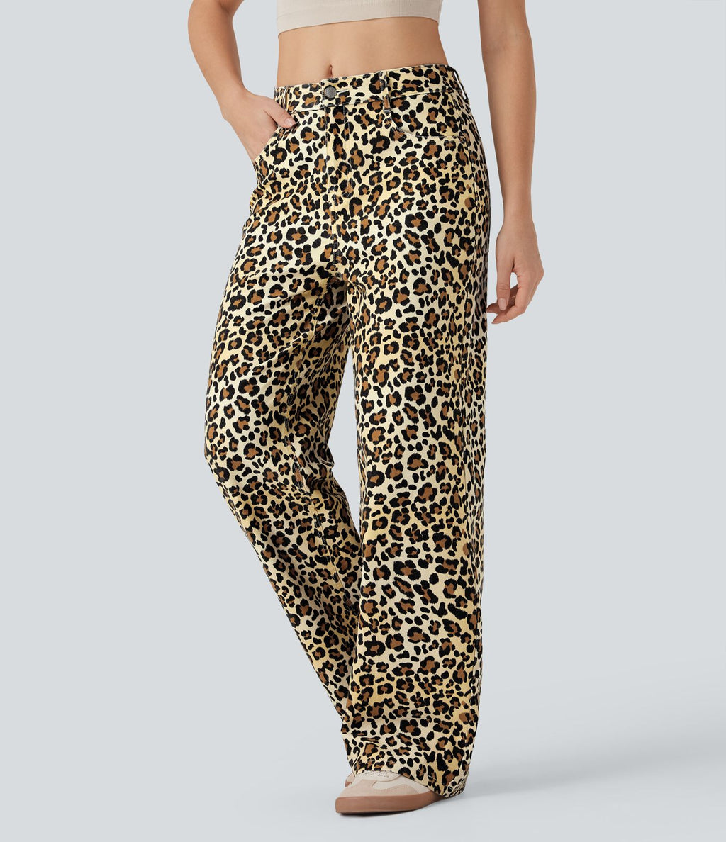 Jean baggy léopard Halara Flex™ taille mi-haute avec poches