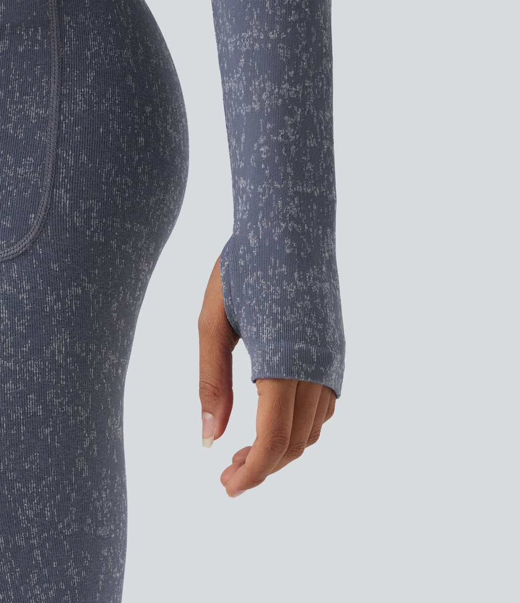 Veste de yoga OneForm Seamless Flow à manches longues avec zip et passage de pouce