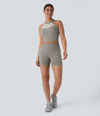 Short cycliste yoga 10 cm taille haute froncé sans couture OneForm Seamless Flow