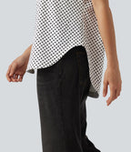 Top casual à pois épaule dénudée à manches courtes avec ourlet incurvé asymétrique et brassière intégrée
