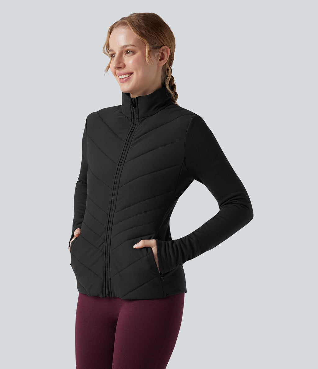 Veste matelassée running PuffFlex col cheminée manches longues avec zip et poches