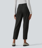 Halara Flex™ Pantalon tailleur fuselé taille haute à carreaux tartan, avec poches