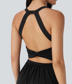 Combinaison sarouel décontractée dos nu torsadé avec brassière intégrée et poches - Édition Easy Peasy