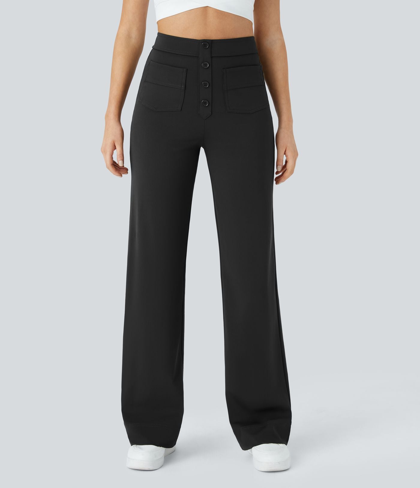Pantalon taille haute coupe droite DayStretch avec poches