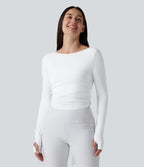 Haut casual SoftlyZero™ cache-cœur à manches longues avec passe-pouces, protection solaire UPF 50+