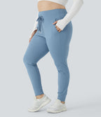 Jogging grande taille SoftlyZero™ Airy taille haute avec cordon de serrage poches latérales longueur complète effet frais InstantCool, protection solaire UPF50+