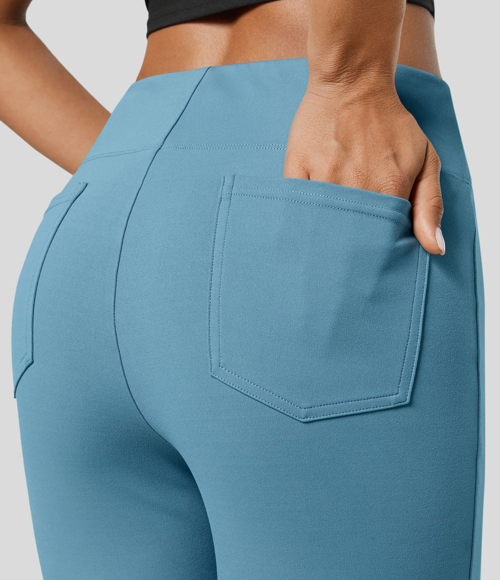 Pantalon tailleur légèrement évasé taille haute avec poches arrière Halara Flex™