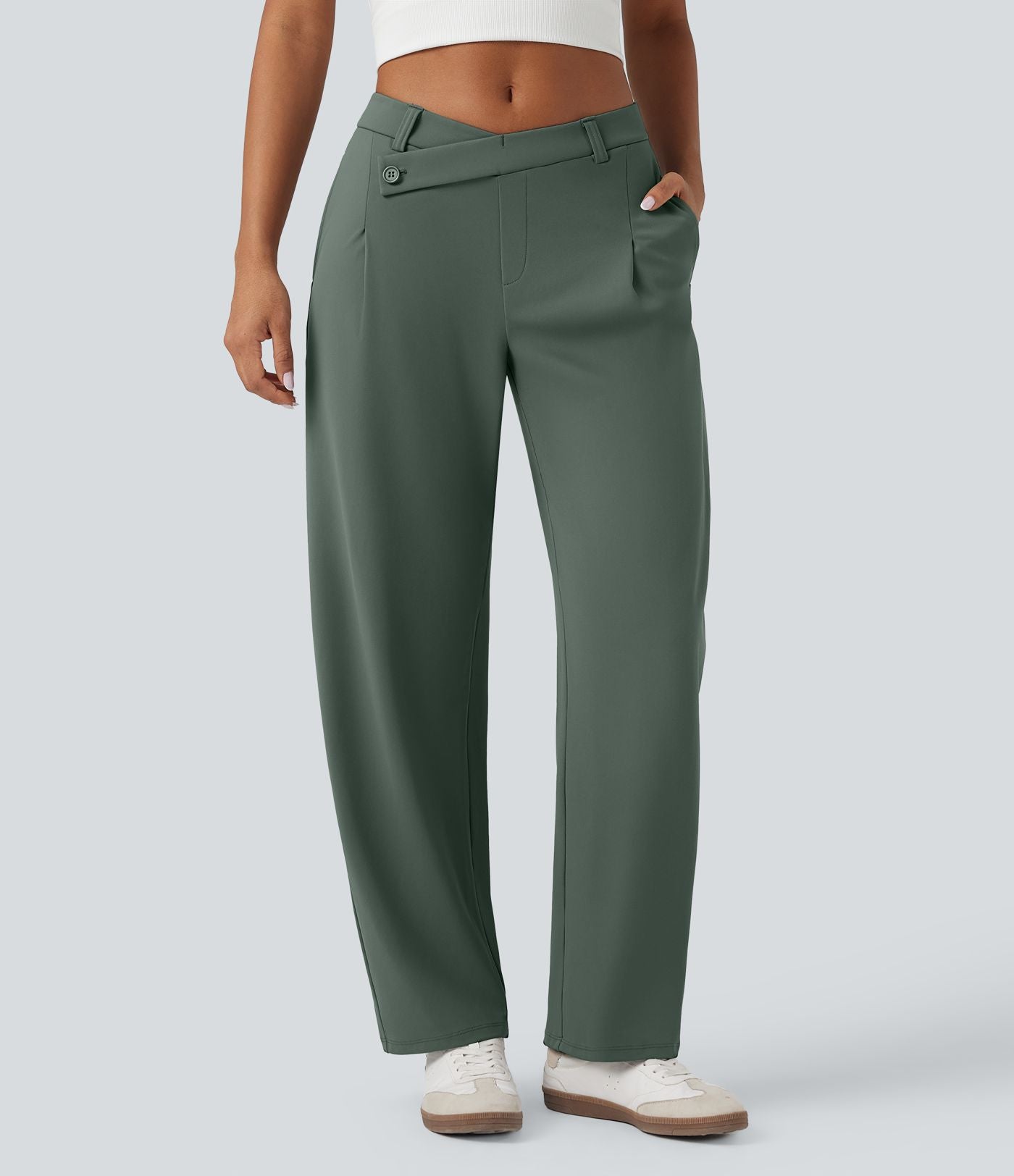 Pantalon tailleur fuselé asymétrique taille moyenne Halara Flex™ DayStretch avec poches