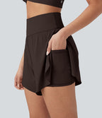 Short 2-en-1 de course gainant taille haute avec points réfléchissants, ourlet croisé et séchage rapide 12,5 cm avec poches SoftlyZero™