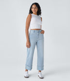 Halara Flex™ Jean Larges Taille Haute Ourlet Roulotté Multiples Poches
