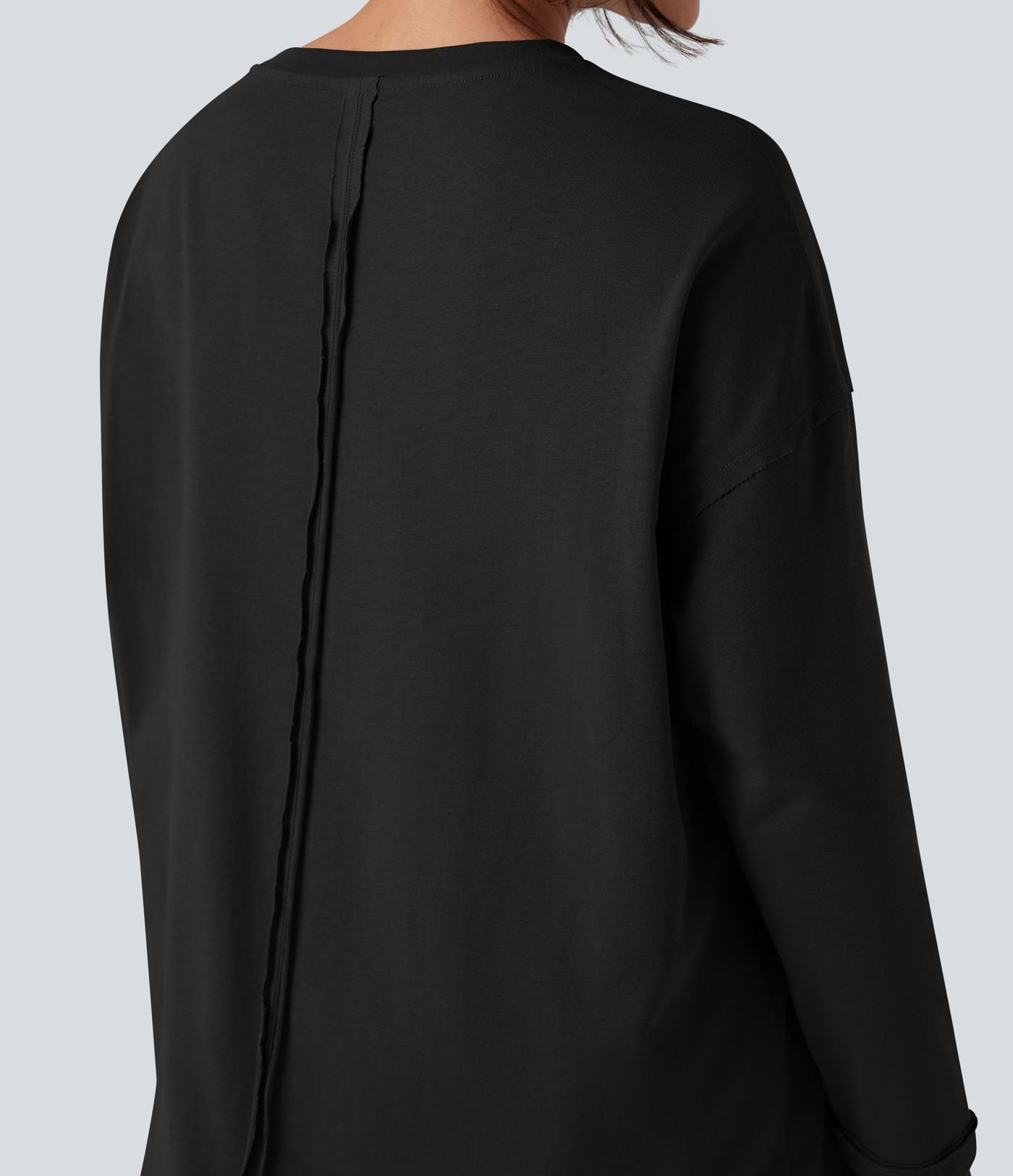 T-shirt coton oversize col rond manches longues