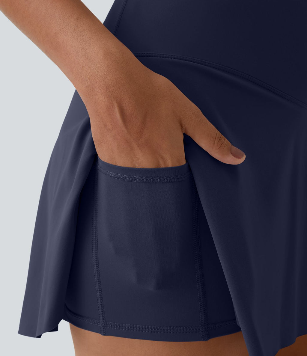 Jupe de tennis mini 2-en-1 quotidienne SoftlyZero™ Airy avec croisement, poche latérale et effet frais InstantCool, Lucid, protection solaire UPF50+