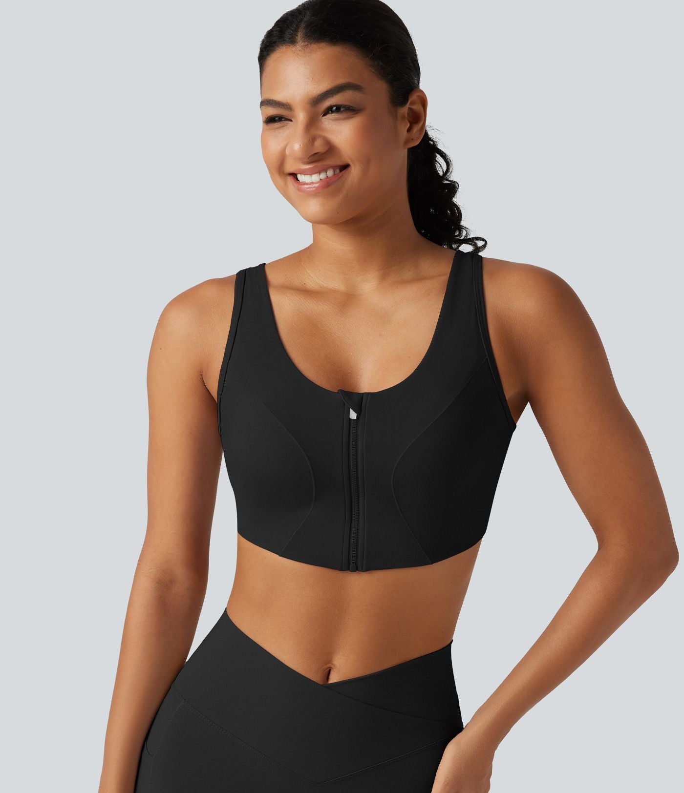 Brassière de yoga Halara UltraSculpt™ maintien moyen zippée avec coussinets amovibles