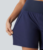 Breezeful™ Short de yoga 2 en 1 taille haute séchage rapide 17,5 cm avec poches
