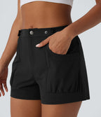 Short décontracté taille moyenne à ceinture ajustable et poches latérales