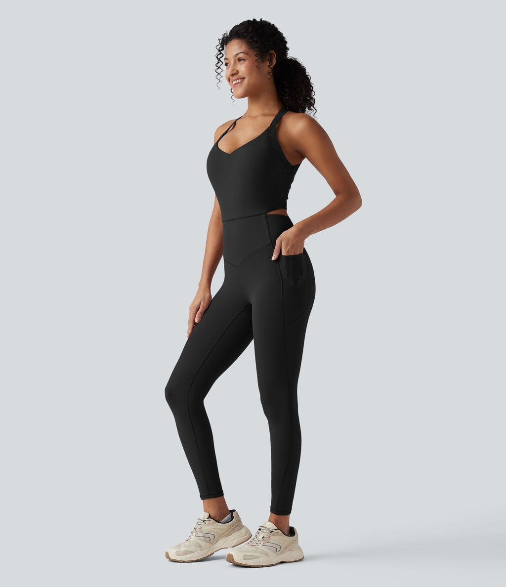 Combinaison d'entraînement gainante Halara UltraSculpt™ avec poches - Édition Easy Peasy - Bonnets E-G