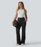 Halara Flex™ Pantalon tailleur évasé taille mi-haute à carreaux avec poches
