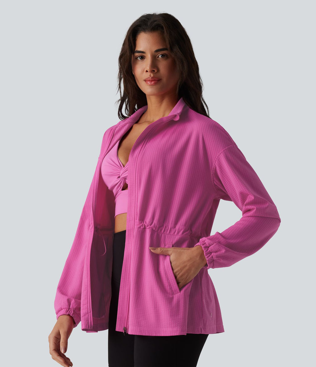 Veste sport manches longues séchage rapide à cordon de serrage intérieur - UPF40+