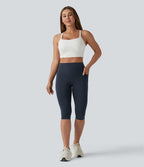 Halara UltraSculpt™ Legging yoga corsaire gainant push-up taille haute à fronces avec poches