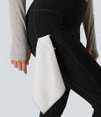 Legging de randonnée 7/8 résistant à l'usure taille haute croisée réfléchissant avec poche