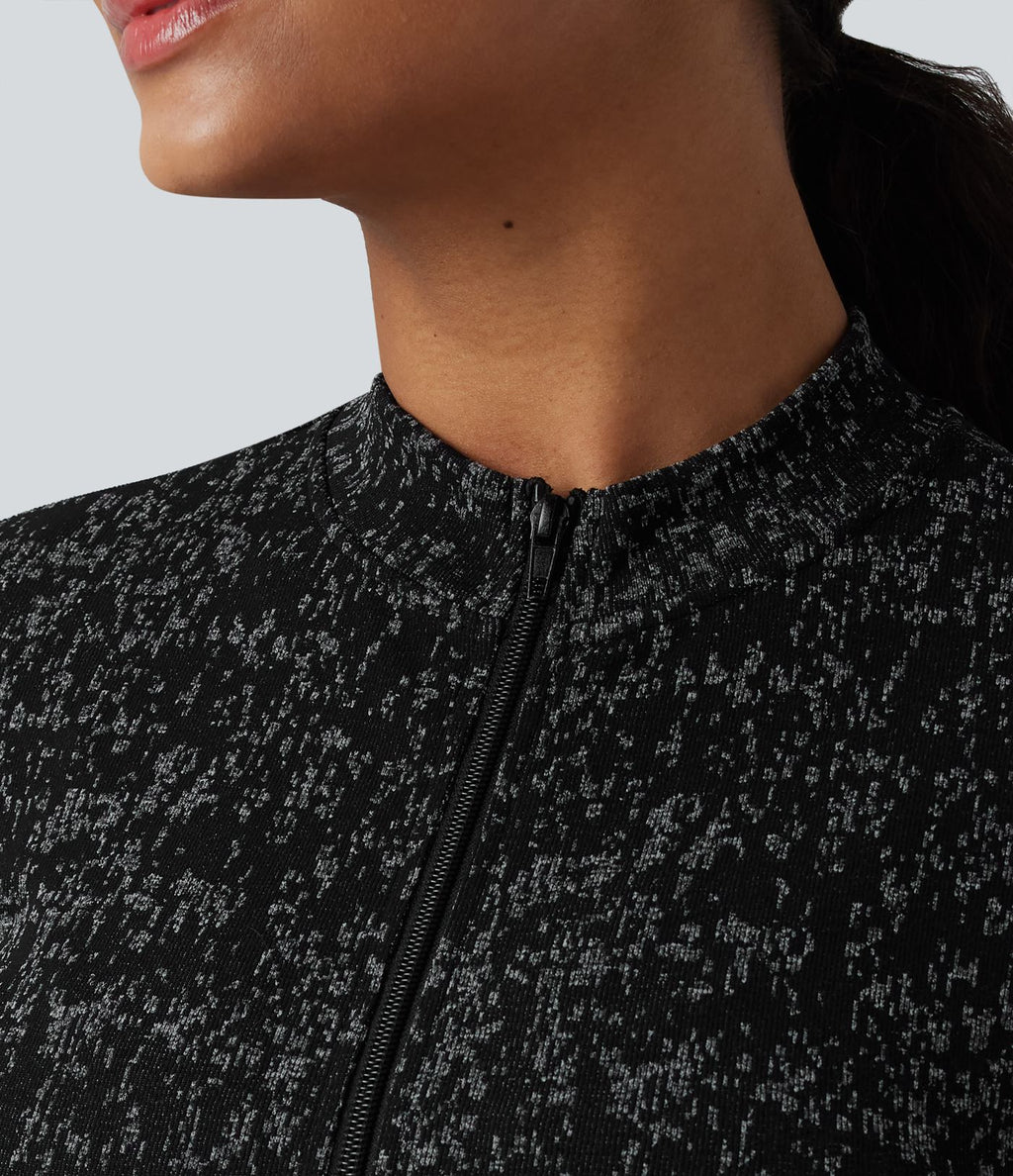 Veste de yoga OneForm Seamless Flow à manches longues avec zip et passage de pouce