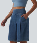 Halara Flex™ Short ample en jean décontracté taille haute 25 cm avec poches