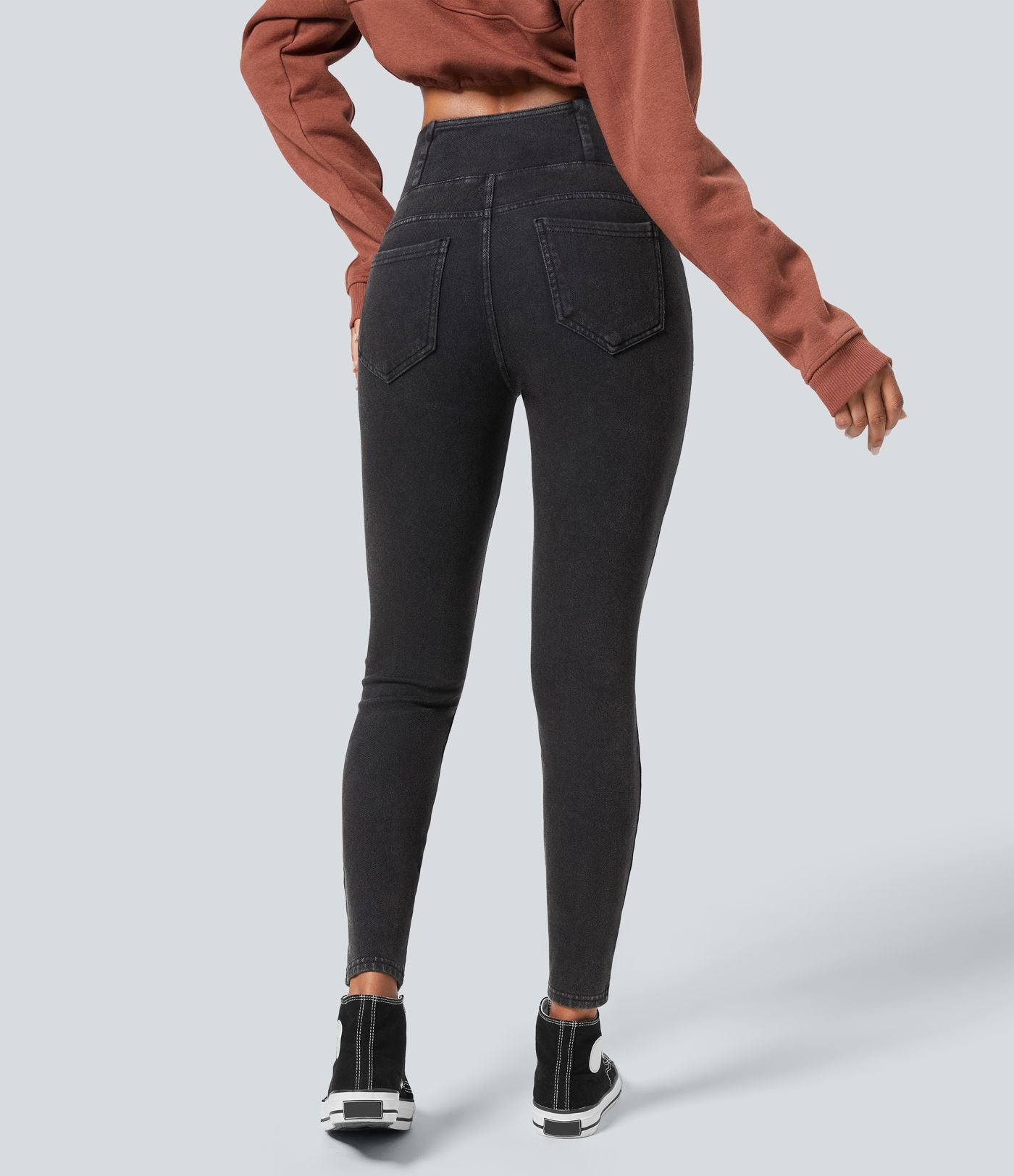Halara Flex™ Denim Heat Legging casual 7/8 taille haute croisée avec poches