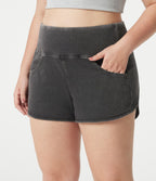 Short en jean Halara Flex™ skinny décontracté grande taille ventre plat, taille haute, ourlet arrondi, à poches