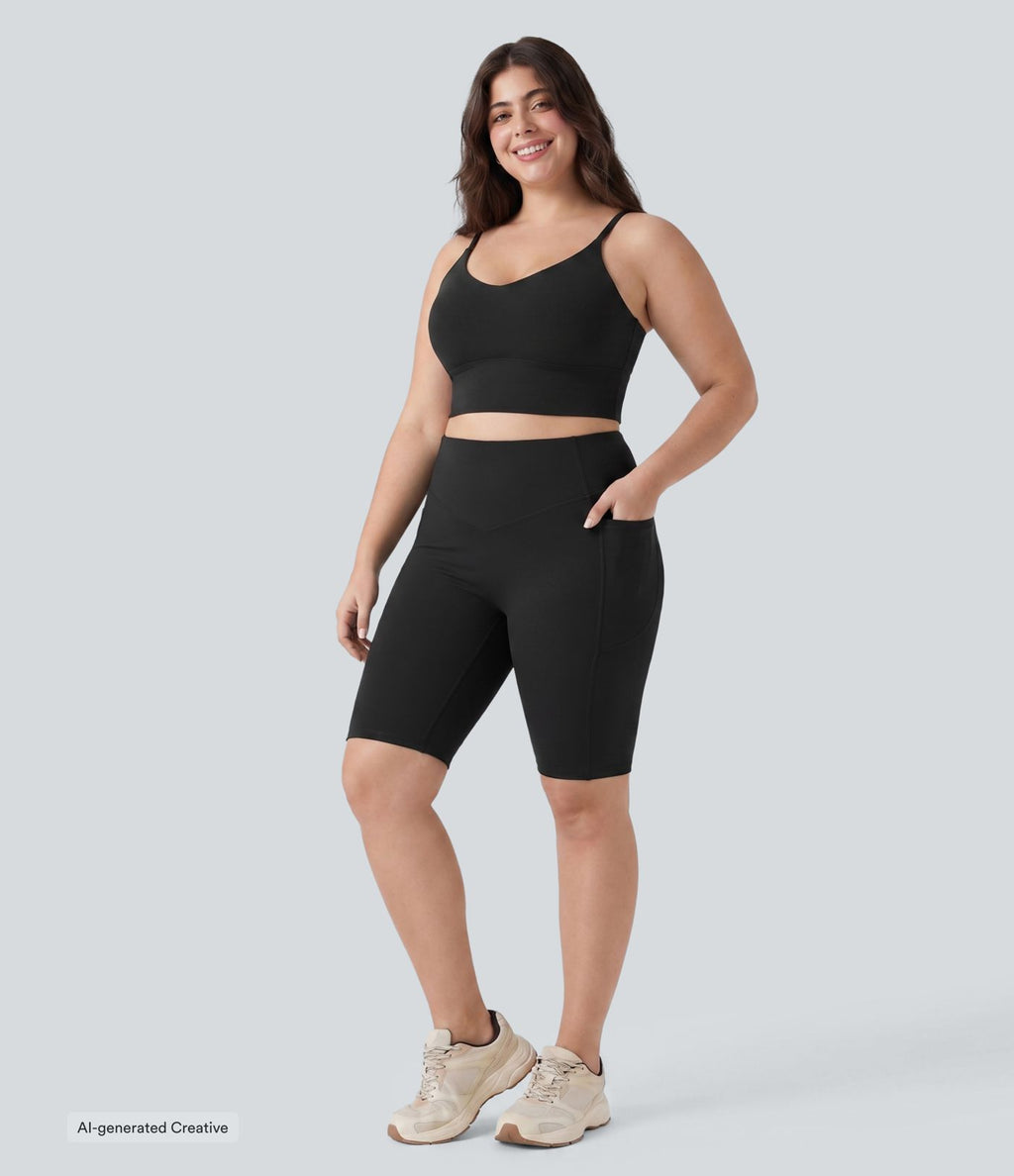 Short cycliste d’entraînement 23cm grande taille Halara UltraSculpt™ taille haute gainant effet liftant fessiers avec poches