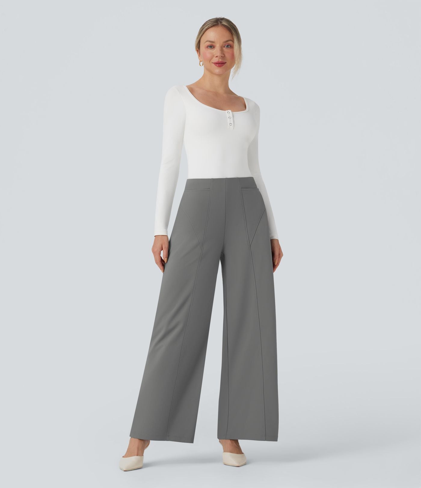 Pantalon tailleur large taille moyenne Halara Flex™ DayStretch avec poches