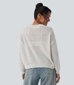 Pull décontracté col rond épaules tombantes coupe décontractée