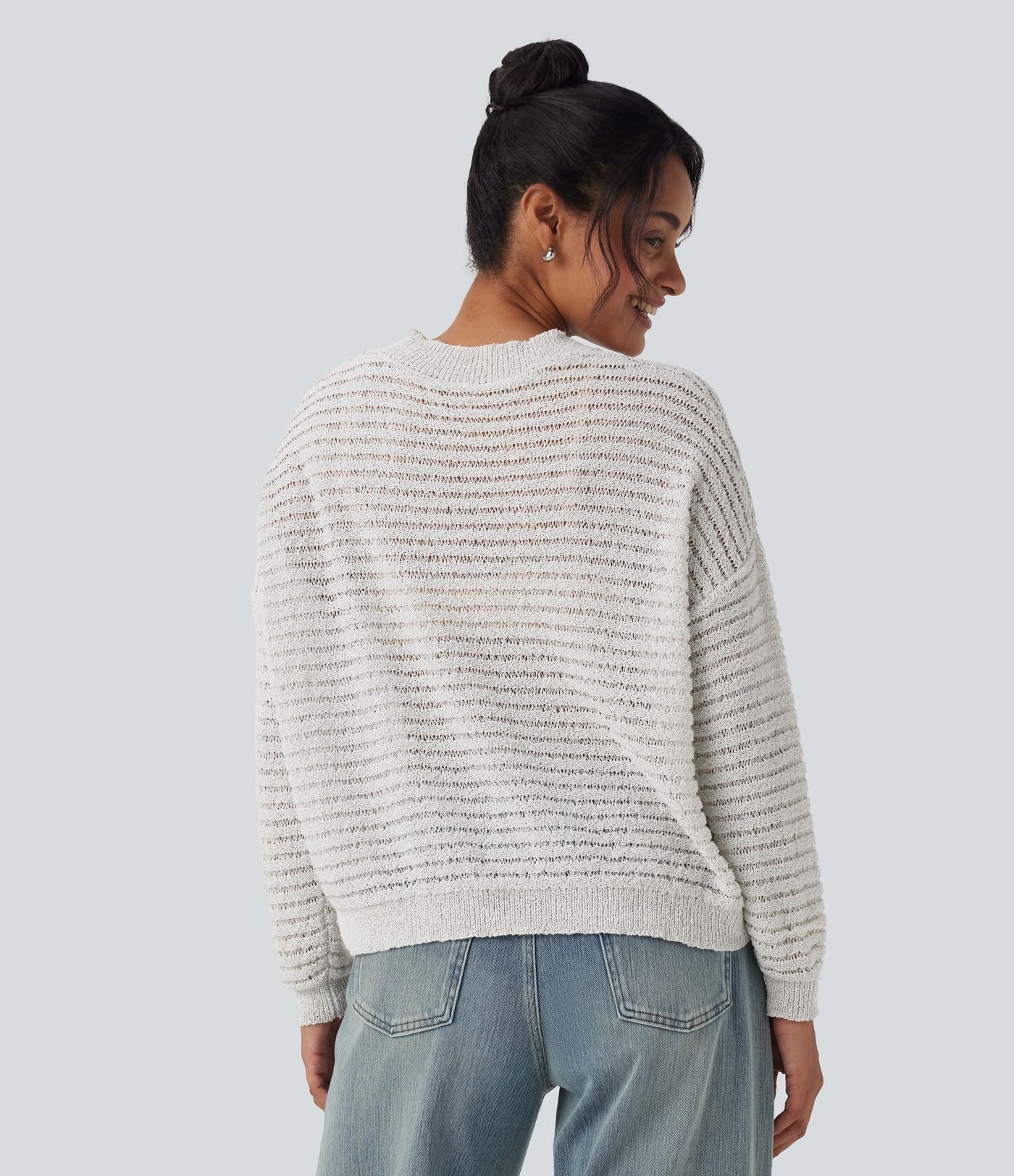Pull décontracté col rond épaules tombantes coupe décontractée