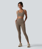 Halara UltraSculpt™ Legging 7/8 gainant taille haute contrasté côtelé pour le yoga avec poches