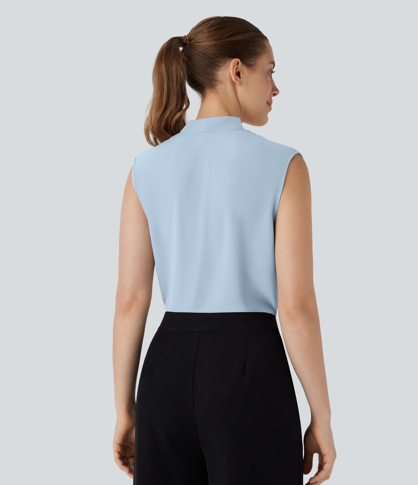 Blouse sans manches col V pour le bureau
